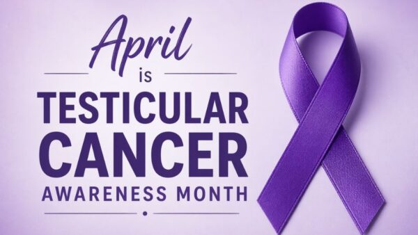 purple ribbon - testicular cancer month.